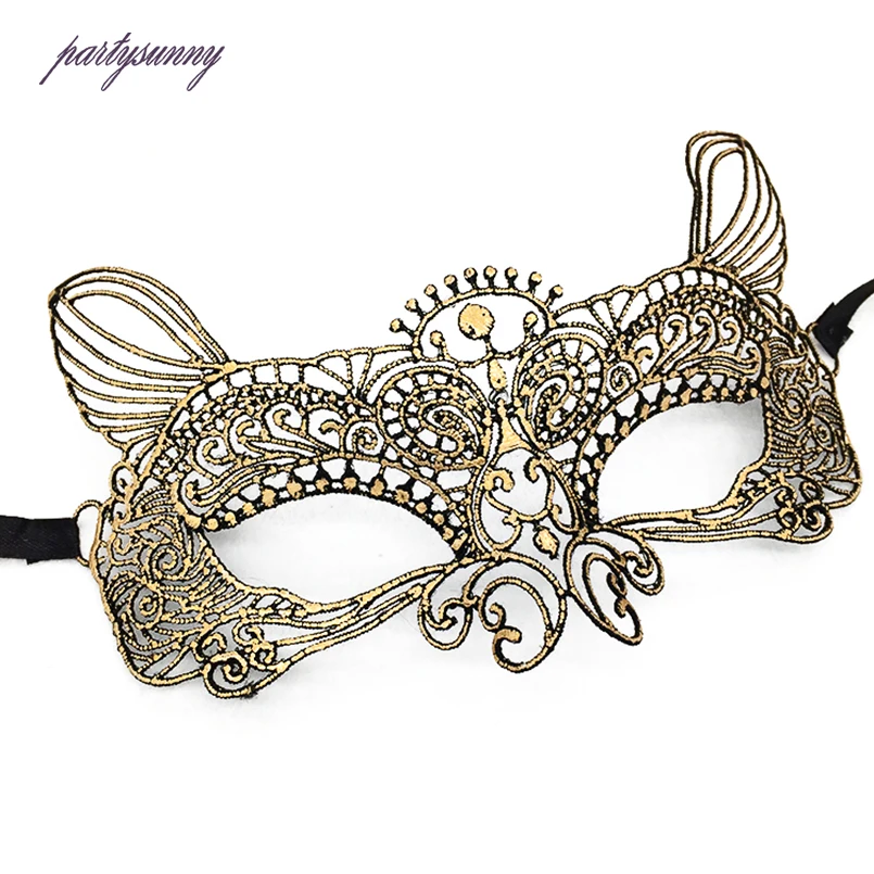 

PF Sexy Cat Ear Lace Mask for Women Girls Cutout Eye Masks Accessories for Fancy Dress Costume Halloween Party Masquerade LM025