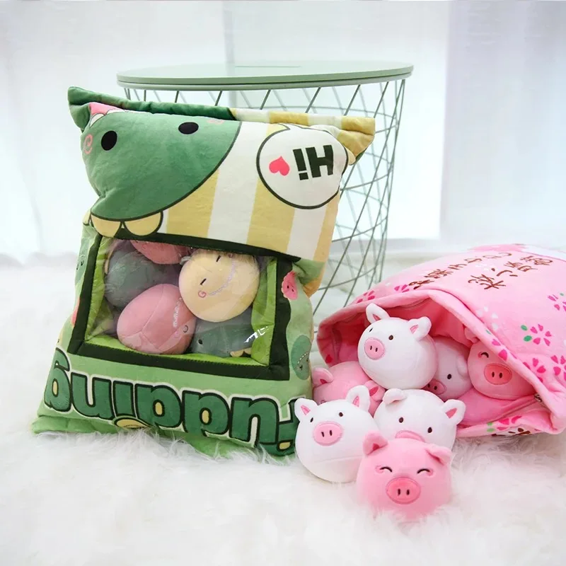 8pcs plush green dinosaur/unicorns/flamingo toys in a bag stuffed pudding pillow swag toys gift for children Sofa Seat Christmas