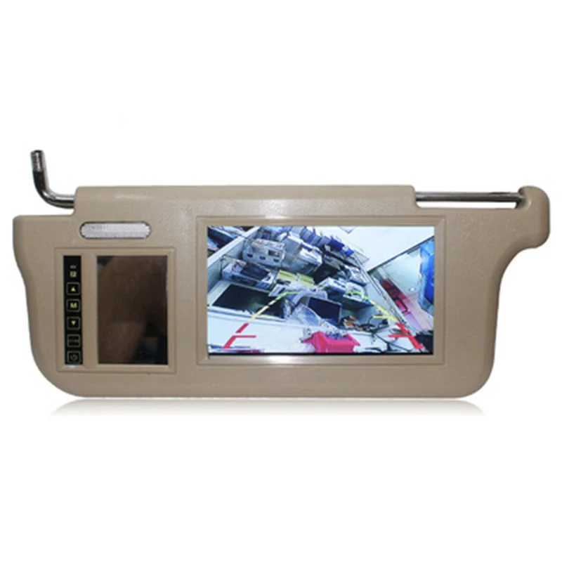 

Player Sun Visor Monitor Camera DC 12V Beige Interior Accessory 7inch Car Mirror Screen LCD Left Side For AV1 AV2