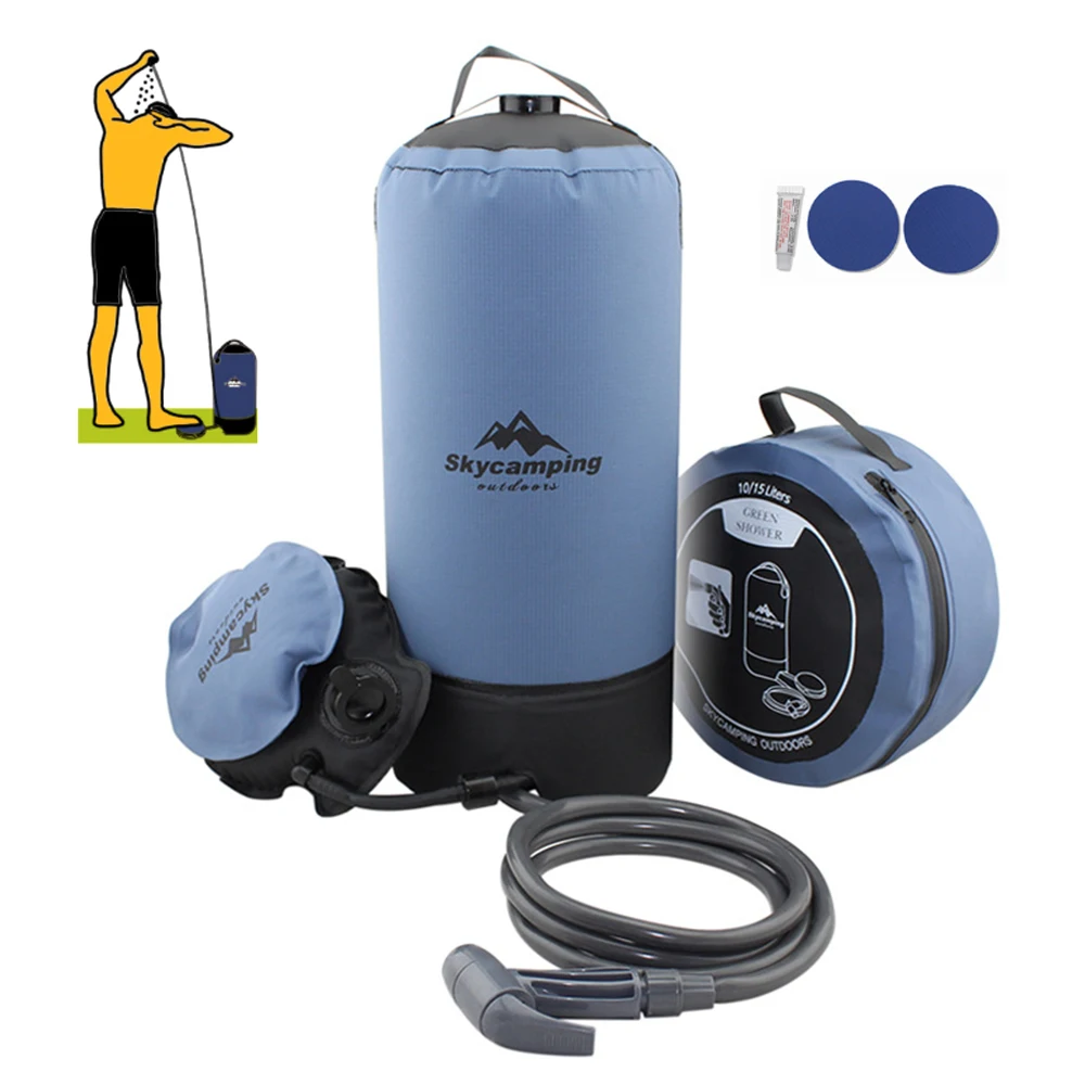 

11L PVC Lightweight Outdoor Inflatable Shower Pressure Shower with Foot Pump Multi-tool For Outdoors Beach Camping Bathing
