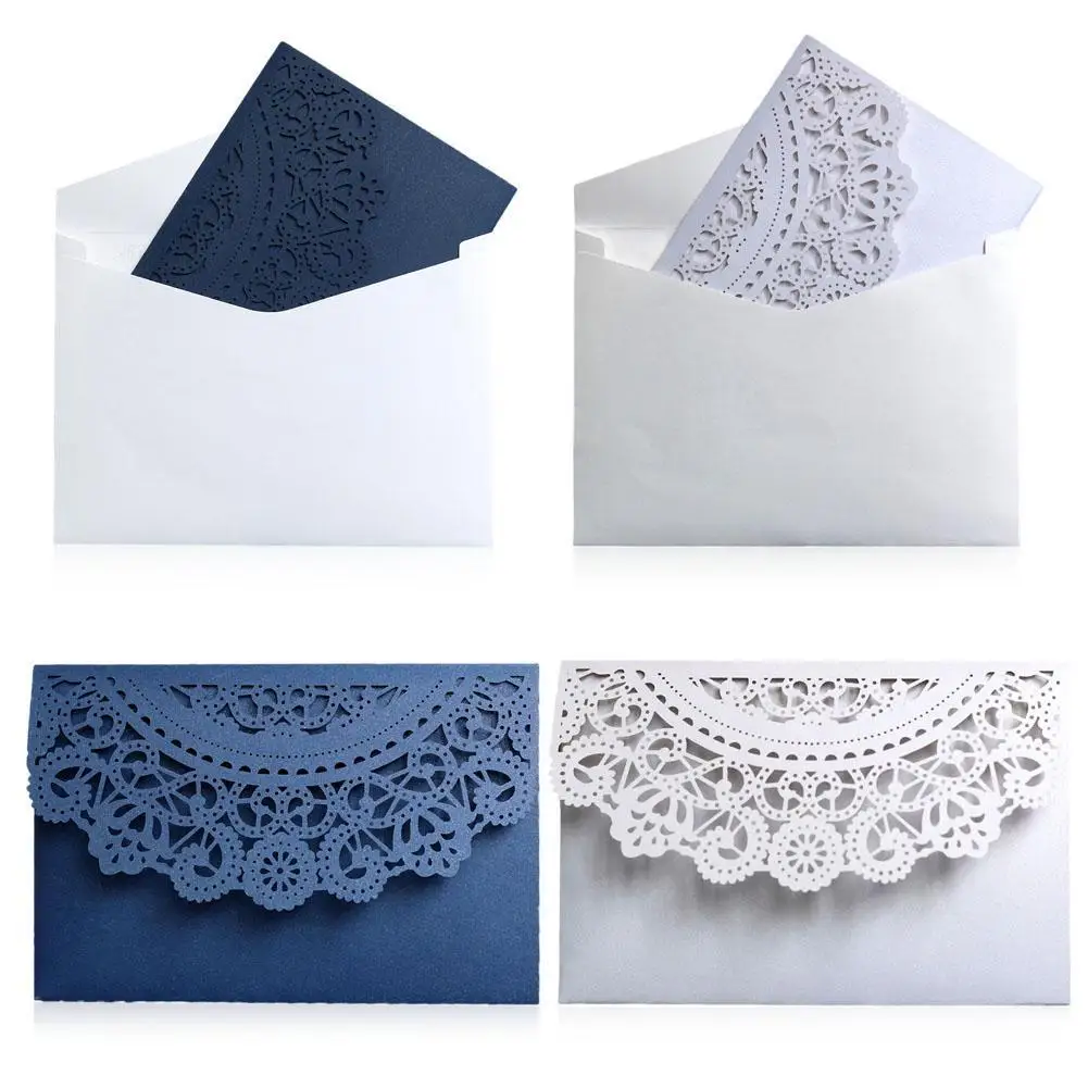  10PCS European style Tri-Fold Lace Business invitation Cards Laser Cut Wedding Invitations Cards Pa - 32921512689