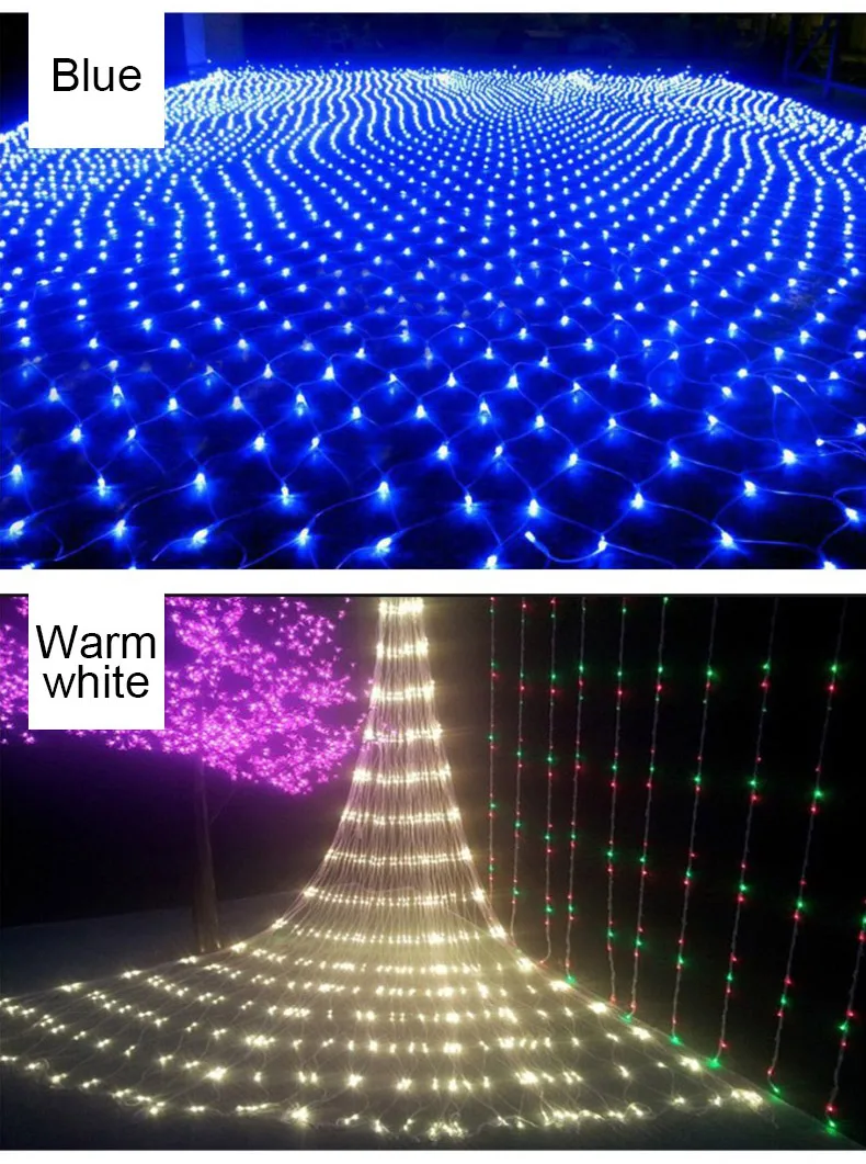 Садовый светильник 1,5 м* 1,5 м 3 м* 2 м 6*4 м сетчатый светильник Рождественский светильник s наружное водонепроницаемое свадебное украшение Сказочный светильник