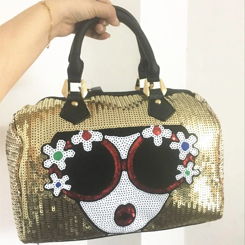 

Fashion women handbag cartoon character design sequin pillow bag shoulder bag slung female casual bag