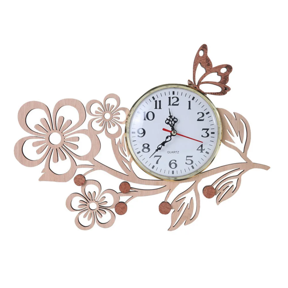 

Five Petaled Flowers Wooden Clocks with Butterfly Home Decor Wall Clocks in Wood