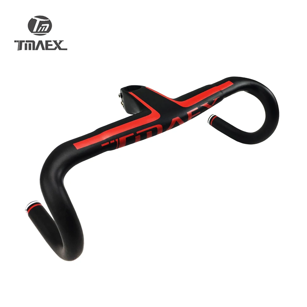 

Newest Red Matte Carbon Handlebar Road Bike Integrated Handlebar And Stem Racing Handle Bicycle Parts 28.6*400/420/440mm
