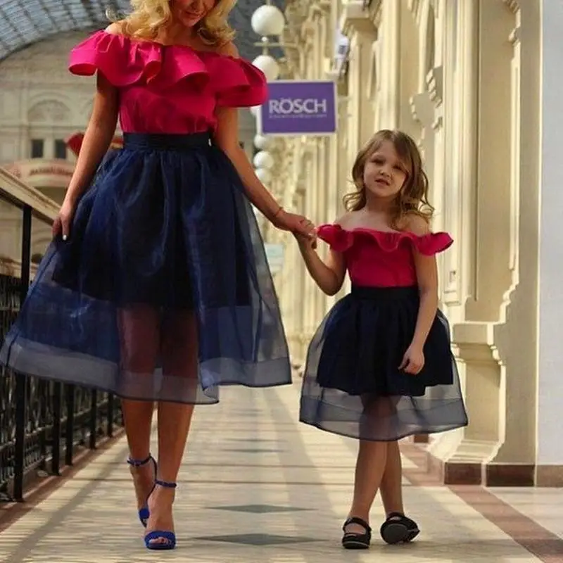matching gowns for mom and daughter