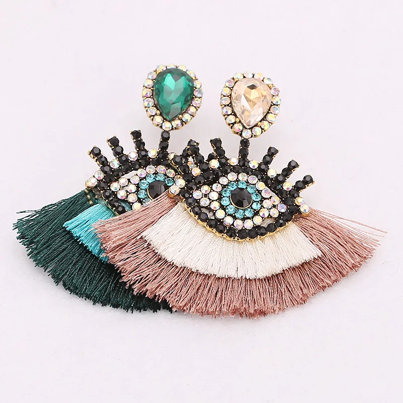 Boho Fashion Dangle Tassel Earrings For Women Geometric Fringed Multicolored Drop Earrings Wedding Party Girl Gifts (7)