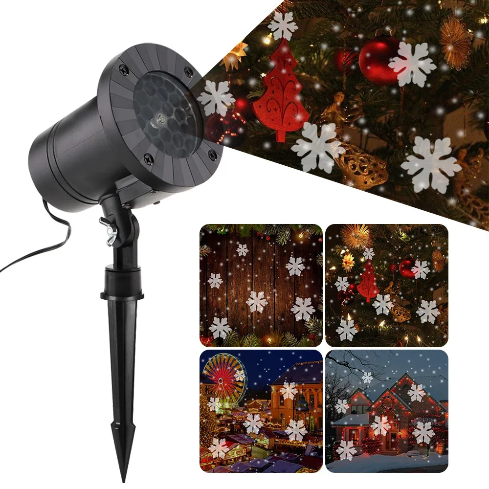 

Romantic Snow Falling Snowflake Christmas Lights LED Projector New Year Festival Party Decor Lamps Outdoor Garden Landscape Lamp