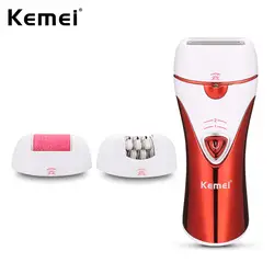 Kemei KM-1107 3 в 1 Женский Перезаряжаемые электрическая бритва Эпилятор Леди бритвы мозолей для удаления волос станок для бритья 230 В