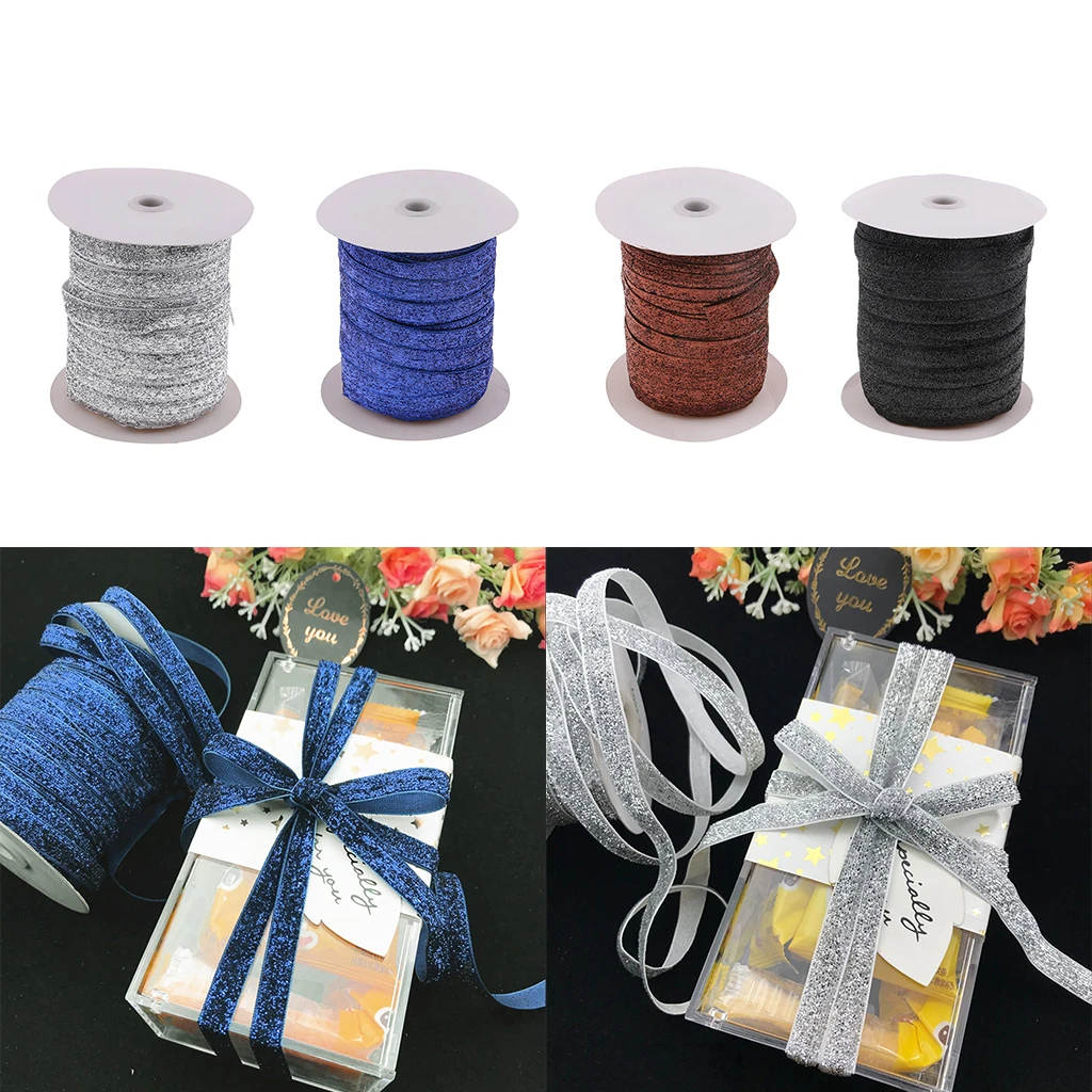 1 Roll Assorted Colors 10mm/15mm/20mm Glitter Velvet Ribbon DIY Crafts Hair Bow Clothes for Sewing Scrapbook Making Home Decor
