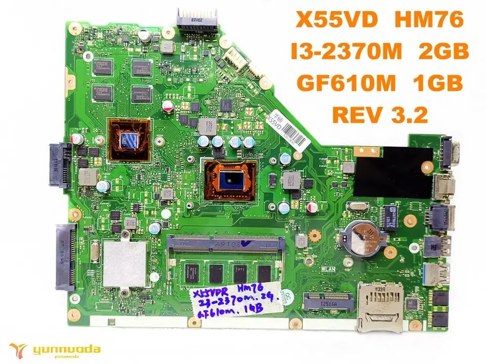 Original for ASUS X55VD laptop motherboard X55VD HM76 I3-2370M 2GB