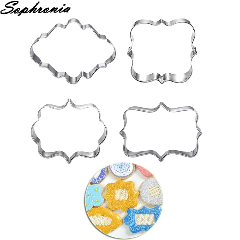 

4pcs/Lot Frame Mirror Shapled Cookies Cutters Wedding Blessing Cake Cutters Decorating Tools Cookies Making Tools CS168-CZ