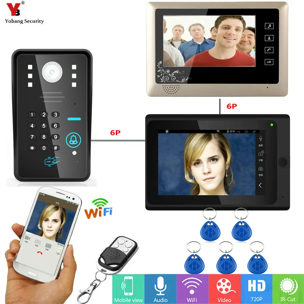 Best Yobang Security 7inch Video Record WIFI Video Doorbell With Indoor Monitor APP RFID amp;APP Control Door Phone Door Video intercom
