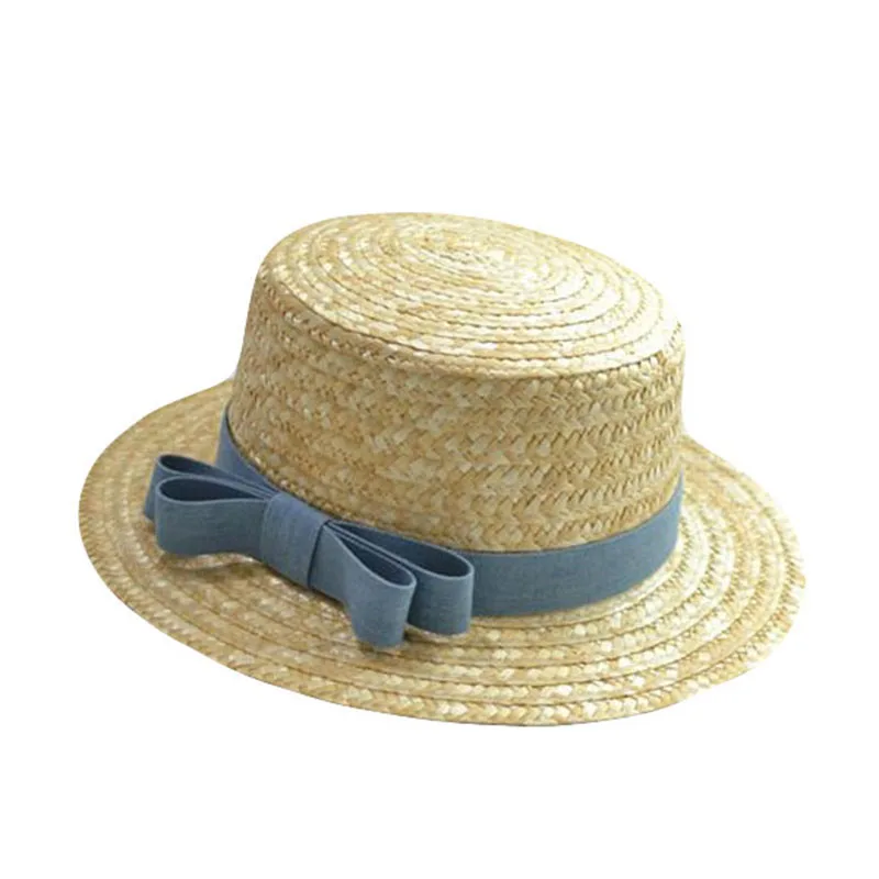 

Woman Athlete Sun Hat 2017 Summer New Fashion Wheat Panama Sun Hat Beach Hat Ribbon Bow Knot Naval Style Straw Hat Woman Cap