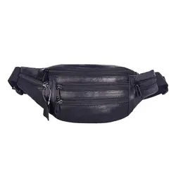 Новые кожаные мужские поясная сумка Solid Цвет поясная сумка поясные сумки на молнии Фанни пакеты черный для путешествий Повседневное