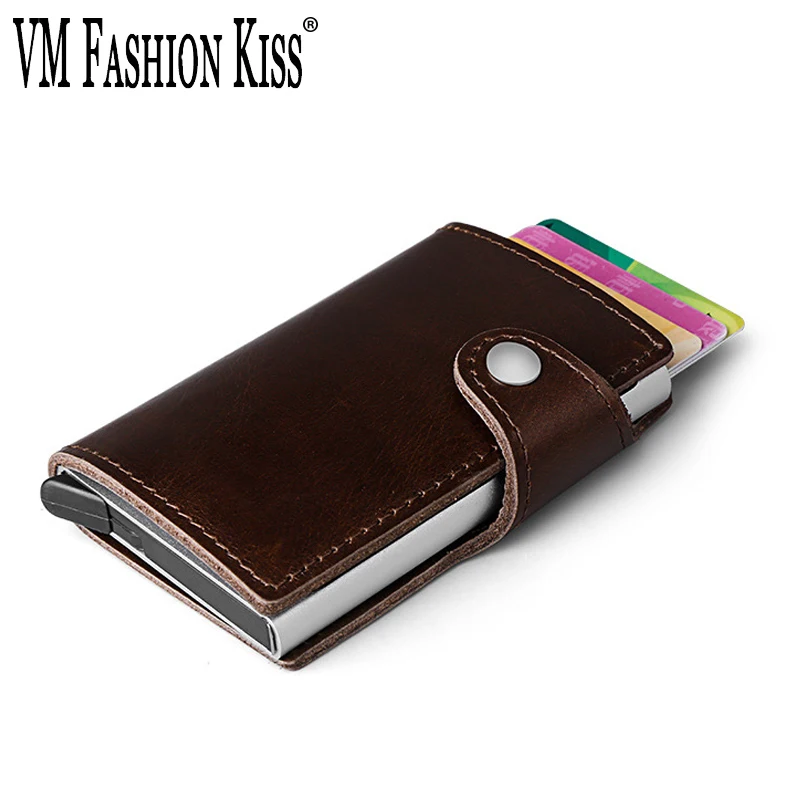 VM FASHION KISS Rfid алюминиевый держатель для кредитных карт из натуральной кожи