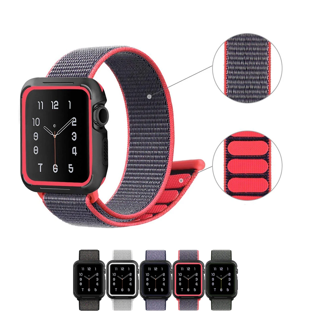 

sport loop strap for apple watch band 42mm/38mm double-layer nylon watchband for iwatch series 3/2/1 bracelet durability belt