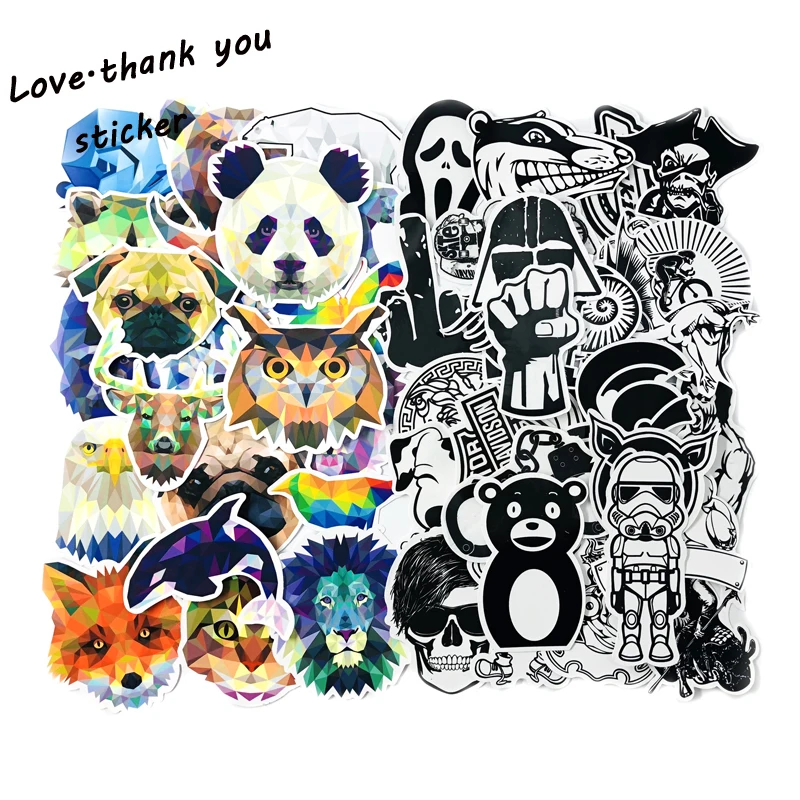 95PCS Animal Sticker +Black And White Sticker Funny Sticker For Car Laptop Luggage Skateboard Motorcycle Snowboard  Toy Stickers