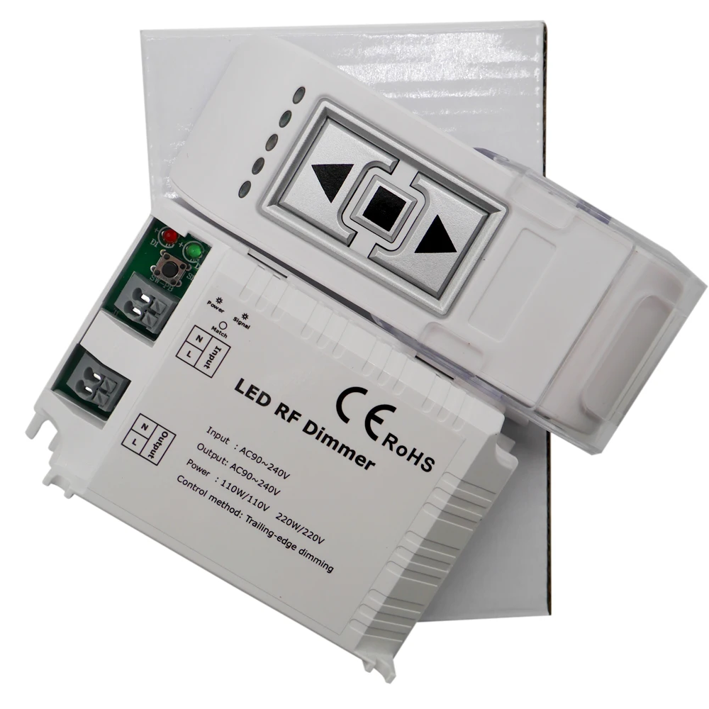 

High Voltage AC90-240V wireless LED Brightness RF Dimmer 3keys remote controller Trailing Edge Dimming For LED lights bulb DM014