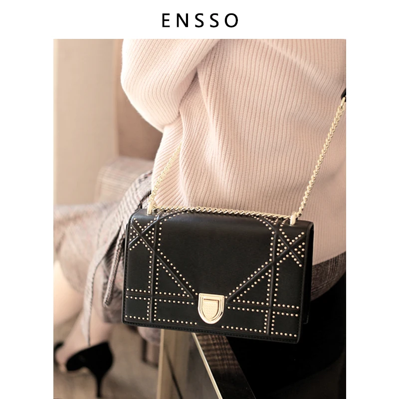 

Princess sweet lolita bag ENSSO Fashion rivets casual leather shoulder bag female chain small square single bag ENSSO 120