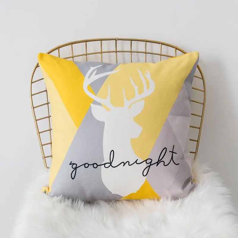 Желто-серая подушка в скандинавском стиле, геометрические подушки с желтым лосем для гостиной, декоративная диванная подушка, декоративные подушки хорошего качества - Цвет: 2