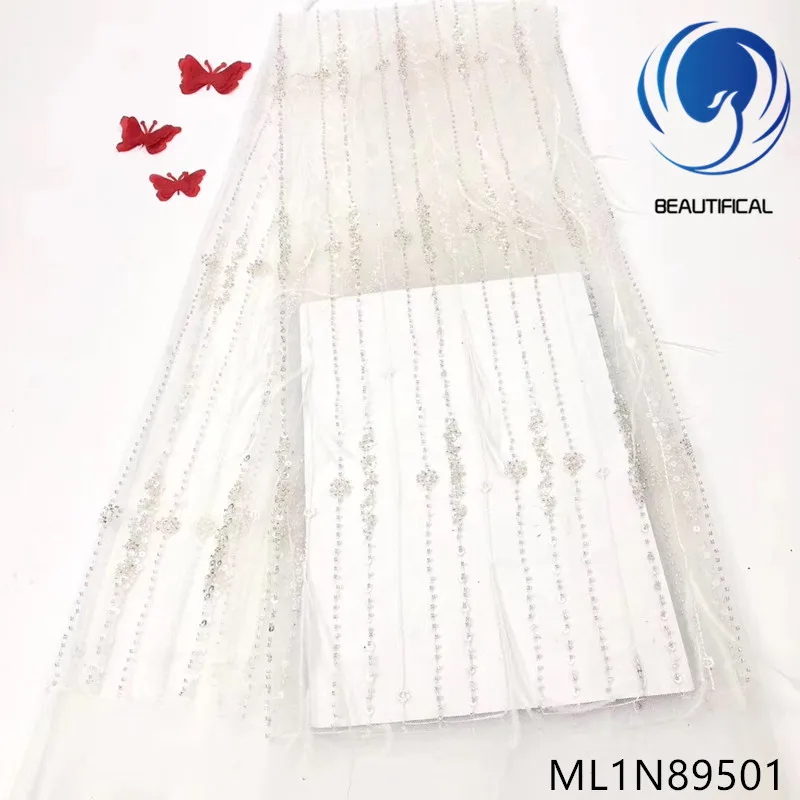 

Beautifical african lace fabrics Fashion style 3d villose lace fabric with sequins 5yards/lot french net lace fabric ML1N895
