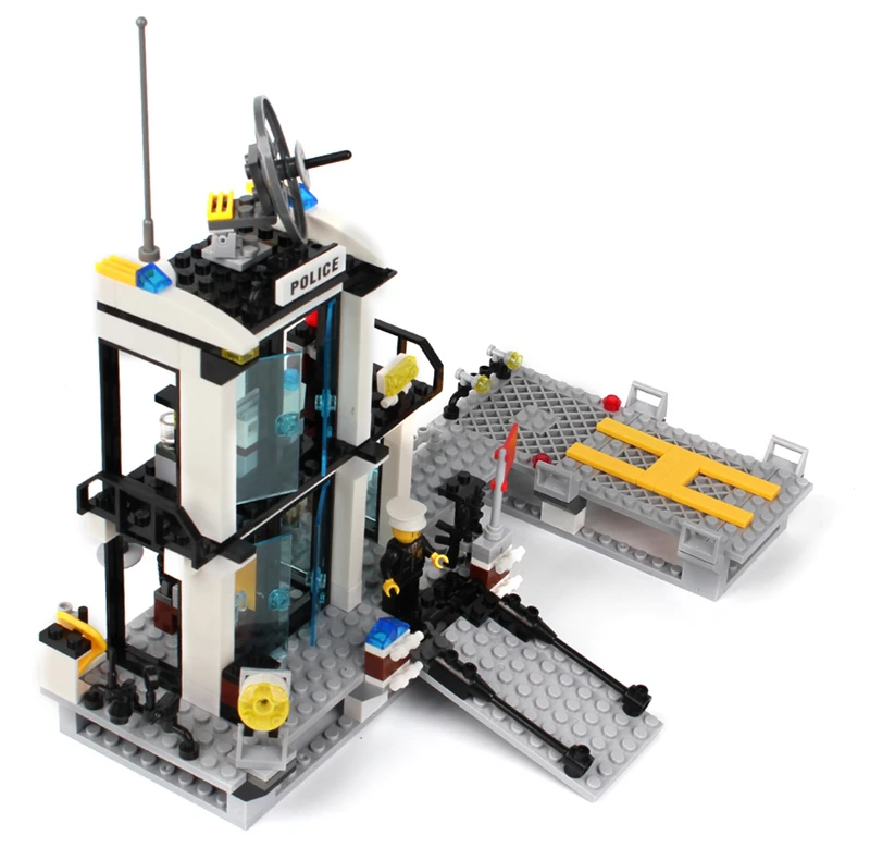 KAZI Police Station Building Blocks Helicopter Boat Model Bricks Educational Toys For Children Compatible With Legoings KAZI Police Station Building Blocks Helicopter Boat Model Bricks Educational Toys For Children Compatible With Legoings