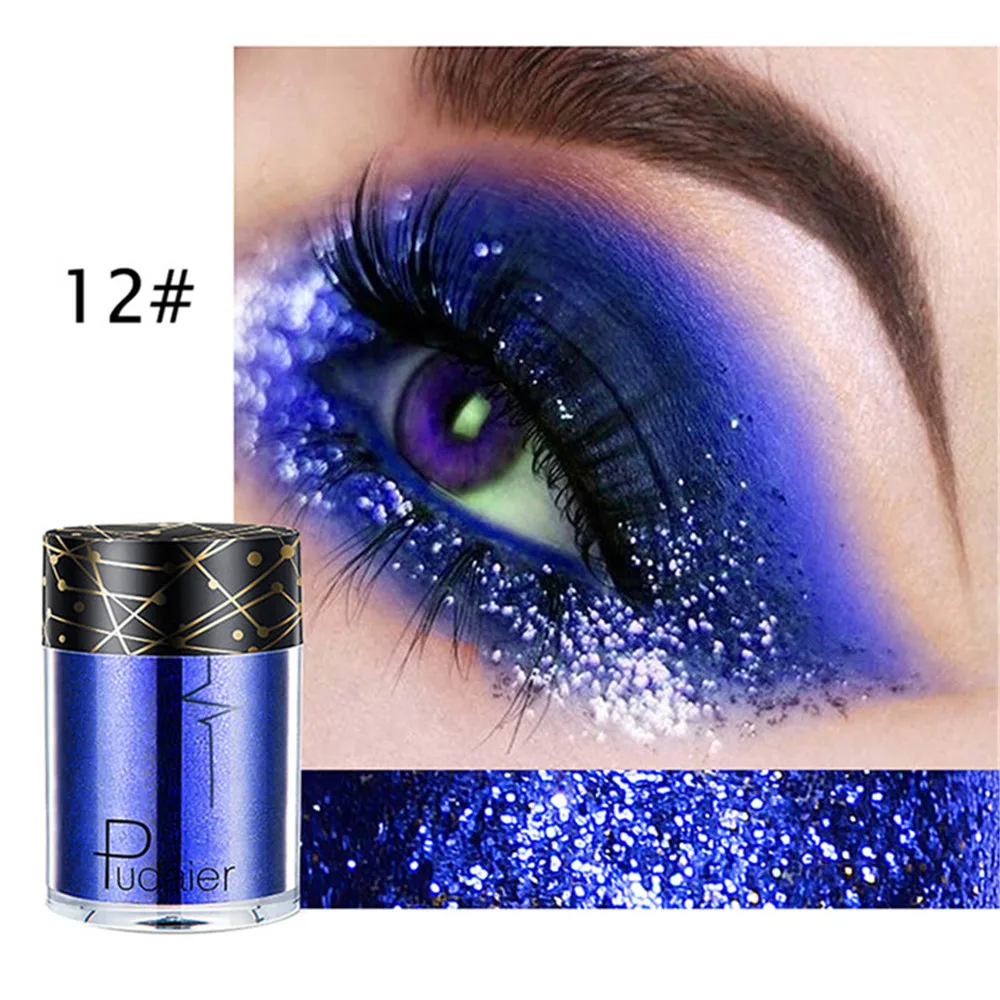 

Pudaier Glitter Eyeshadow Shimmer Highlight Loose Powder Female Makeup Cosmetics 28 Optional Colors