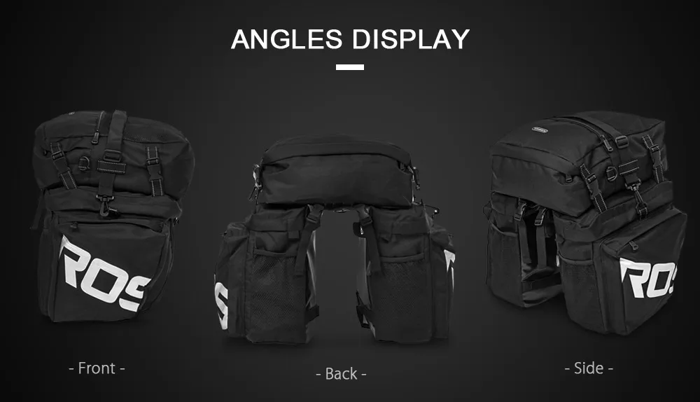 Cheap Roswheel Bike Carrier Bag Bicycle Panniers Bike 37L Durable Waterproof 3 In 1 Bicycle Rear Pannier Bike Bag 6