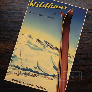 

Switzerland St.Gallen Tourism Posters Wildhaus Skischule Classic Wall Stickers Vintage Kraft Poster Home Bar Decor Gift