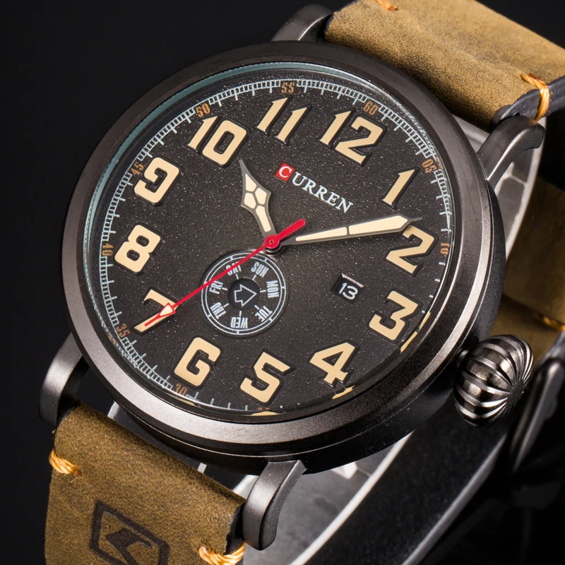 Vente NOUVEAU 2018 CURREN de mode top nouvelle Marque De Luxe Relogio Masculino semaine Date diaplay bracelet En Cuir Hommes Sport Montres Quartz Horloge