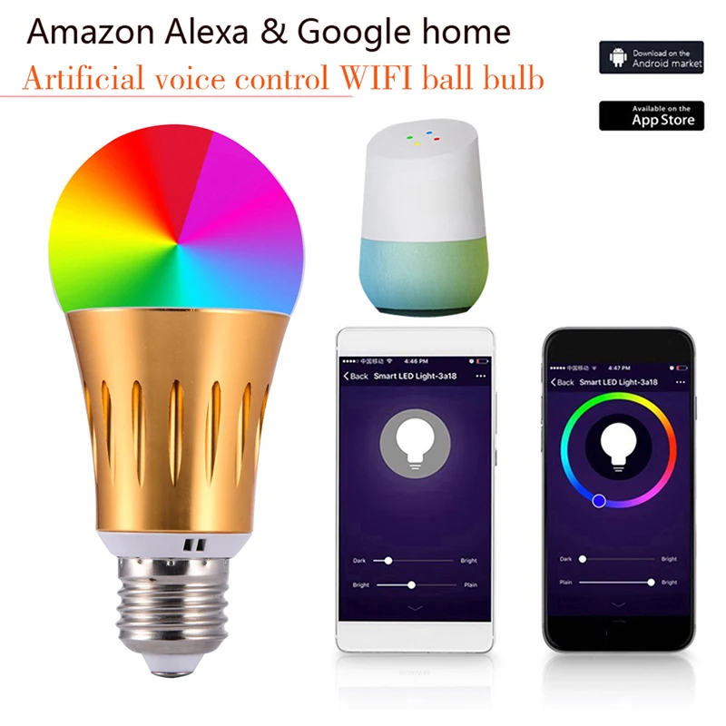 Newest Golden Wifi Bulb LED Smart Bulb Varying Dimmable Light Voice Remote Control @8