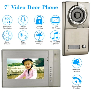 

CUSAM Home Security 7 inch TFT LCD Monitor Video Door Phone Intercom System Two-way Audio Unlock IR Night Vision Camera