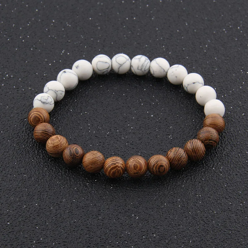 8 мм натуральный браслет из деревянных бусин для мужчин черный Ethinc медитация белый браслет для женщин молитва ювелирные изделия Йога - Окраска металла: photo style