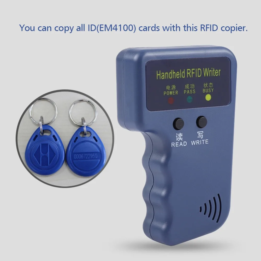 

125KHz EM4100 Portable Handheld RFID ID Card Copier Reader /Writer Duplicator + Keyfob
