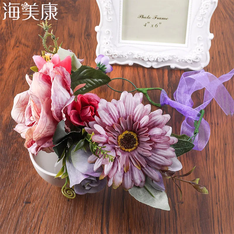 

Haimeikang Flower Wreath Wedding Bridal Hair flower Party Crown Floral Garland Bridesmaid Hair Accessories Headpiece Head Bands