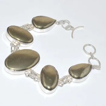 

Pyrite Bracelet Silver Overlay over Copper, 22cm , B3169