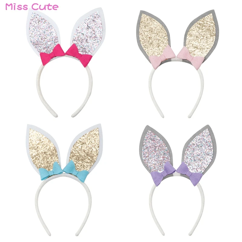 Fashion Bunny Ears Hairband For Baby Girls Easter Headband Glitter