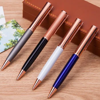 

1pcs Creative Stationery Luxurious Bullet Tip Twist Ballpoint Pen 1.0mm Metal Writing Pens Upscale Business Office Signing Pen