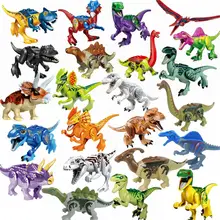 Bloques de bloqueo dinosaurios jurásicos Tiranosaurio Rex Wyvern Velociraptor Stegosaurus Juguetes de bloques de construcción para niños dinosaurio