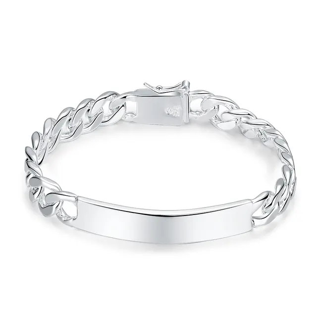 Aliexpress Fashion New Link Chain Silver Plated Bracelet Fashion New Link Chain Silver Plated Bracelet Men Heavy 10mm Wide Mens Bracelets 2017 Bicycle