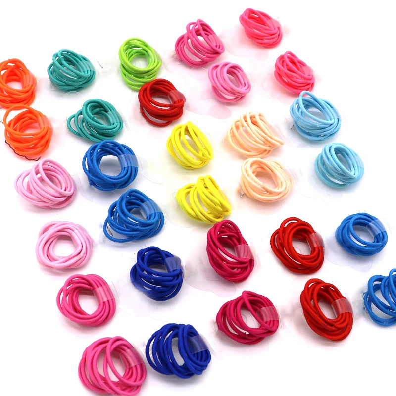 200PC Bright Color Hair Rope Kids Lady Girls Scrunchy Elastic Rubber Band Hair Ties Hair