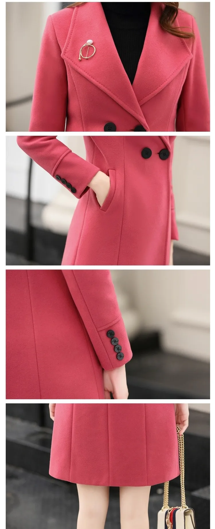UHYTGF Новинка плюс размер пальто женское модное корейское осеннее зимнее шерстяное пальто тонкое двубортное тонкое длинное шерстяное пальто 1182