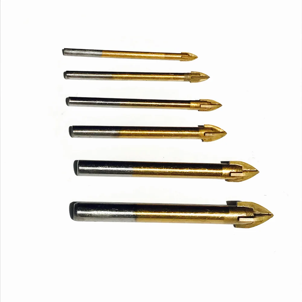 

Free shipping 6PCS/set TIN coating tungsten multipurpose cross drill bit cement ceramics tiles granite drills drill Bits