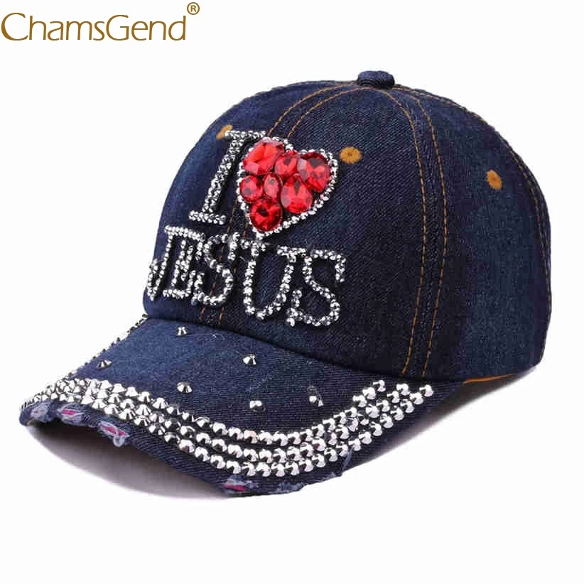 Snapback I LOVE JESUS Стразы с заклепками джинсовые бейсболки для женщин и мужчин хип-хоп шляпа 80503 Прямая поставка