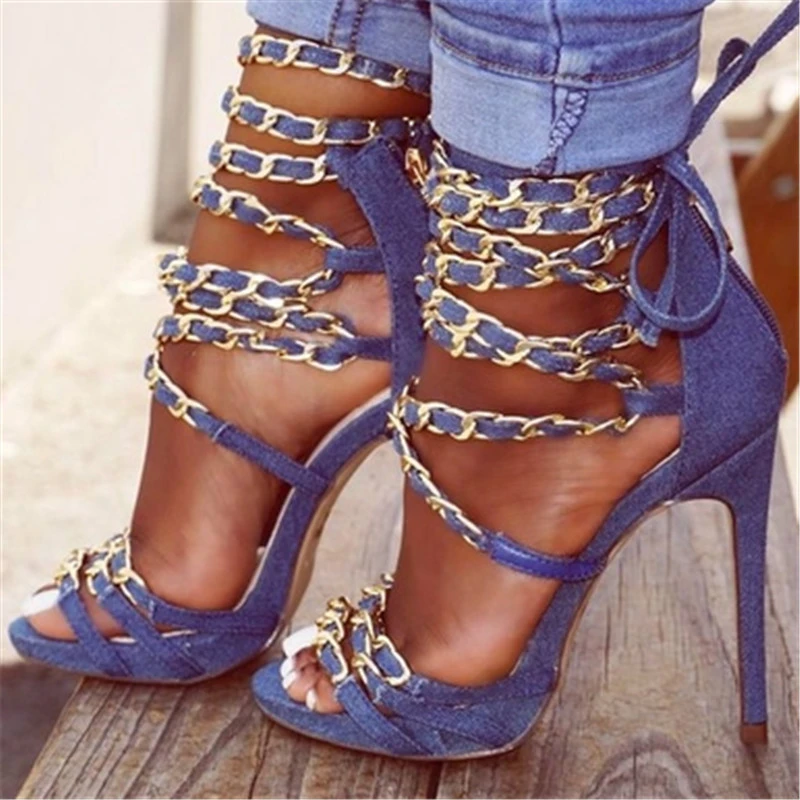 sandalia de festa azul marinho