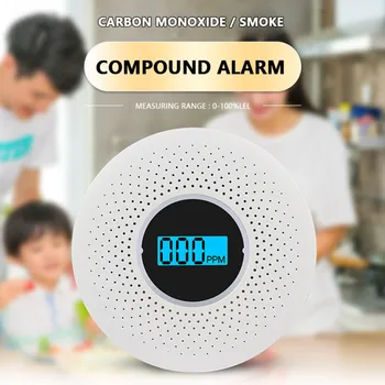 

2 in 1 LCD Display Carbon Monoxide Detector Smoke Combo Detector CO Alarm with LED Light Flashing Sound Warning for Home Safety
