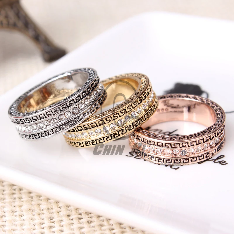 18 k gold inlaid double crystal shape rose and white women's ring belt JZ1348 | Украшения и аксессуары