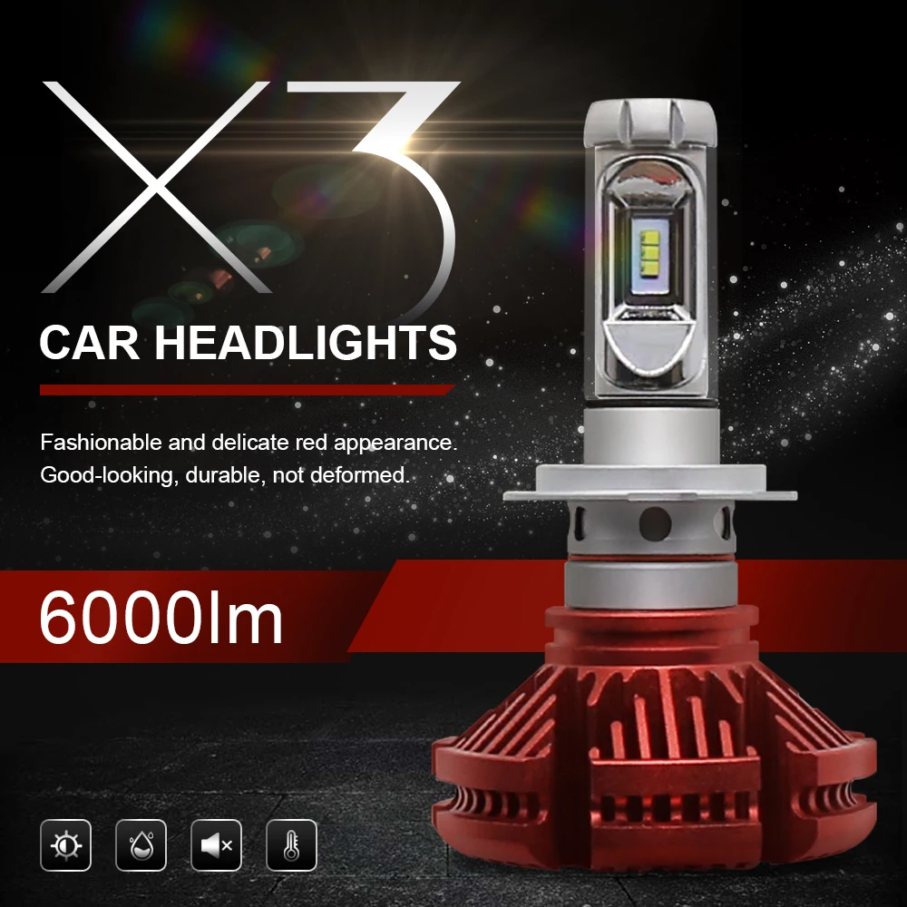 

EURS(TM) 2pcs Car LED Headlights Bulbs 9006 HB4 X3 50W Headlight 3000K 6500K 8000K Color