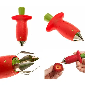 

creative Strawberry Hullers Metal Plastic Fruit Leaf Remover Gadget Tomato Stalks Strawberry Knife Stem Remover Kitchen Tool